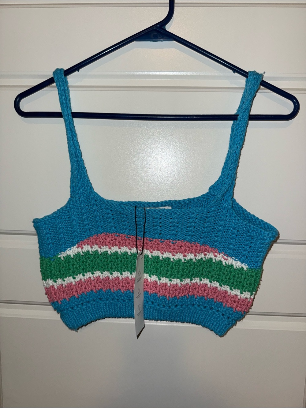 Zara Turquoise Knit Tank with Pink, Green & White Accents